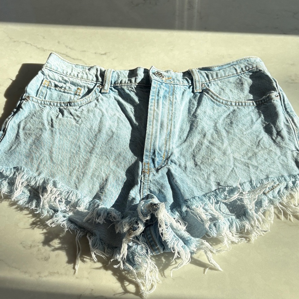 BDG Light Wash Frayed Jean Shorts